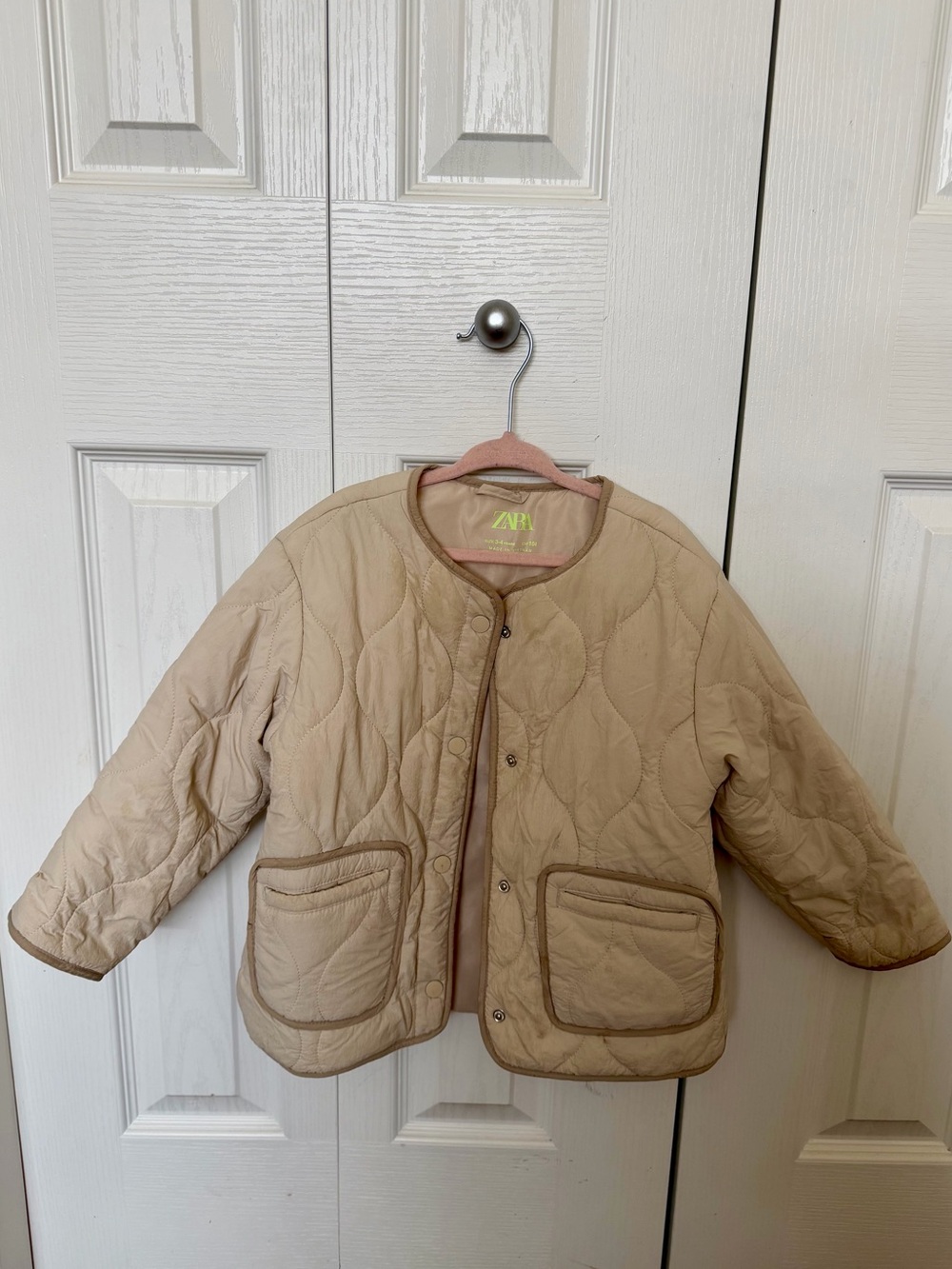 Zara Kids Quilted Beige Puffer Jacket